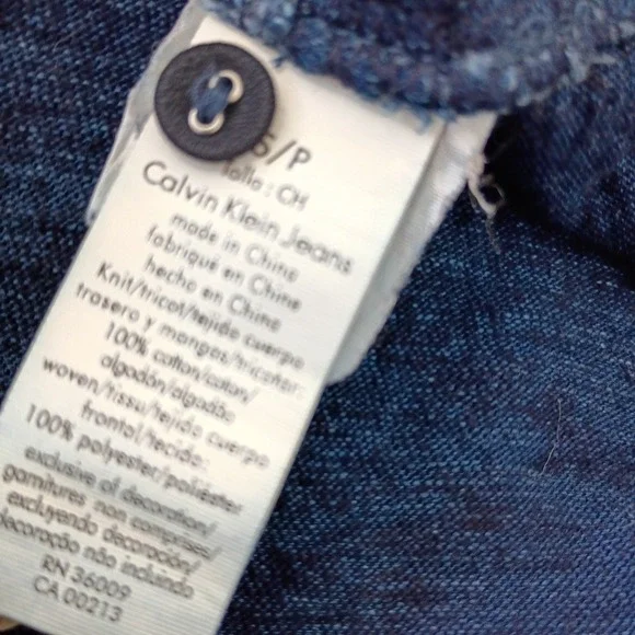 Calvin Klein Jeans Womens Navy Blue Henley Drawstring Waist Dress S -100% Cotton - Picture 5 of 8